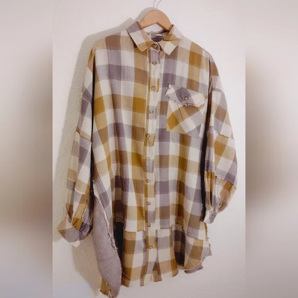 Easel Oversized Linen Blend Button Down T-shirt Dress - Picture 6 of 10